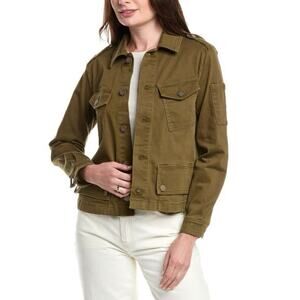 Cabi Evans Jacket Sz XL Olive Green Military Boxy Stretch Pockets Classic Comfy